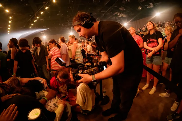 In the crowd at a large live venue